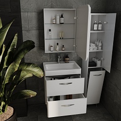 Style Line Тумба с раковиной Каре 60 подвесная Люкс Plus белая – фотография-8